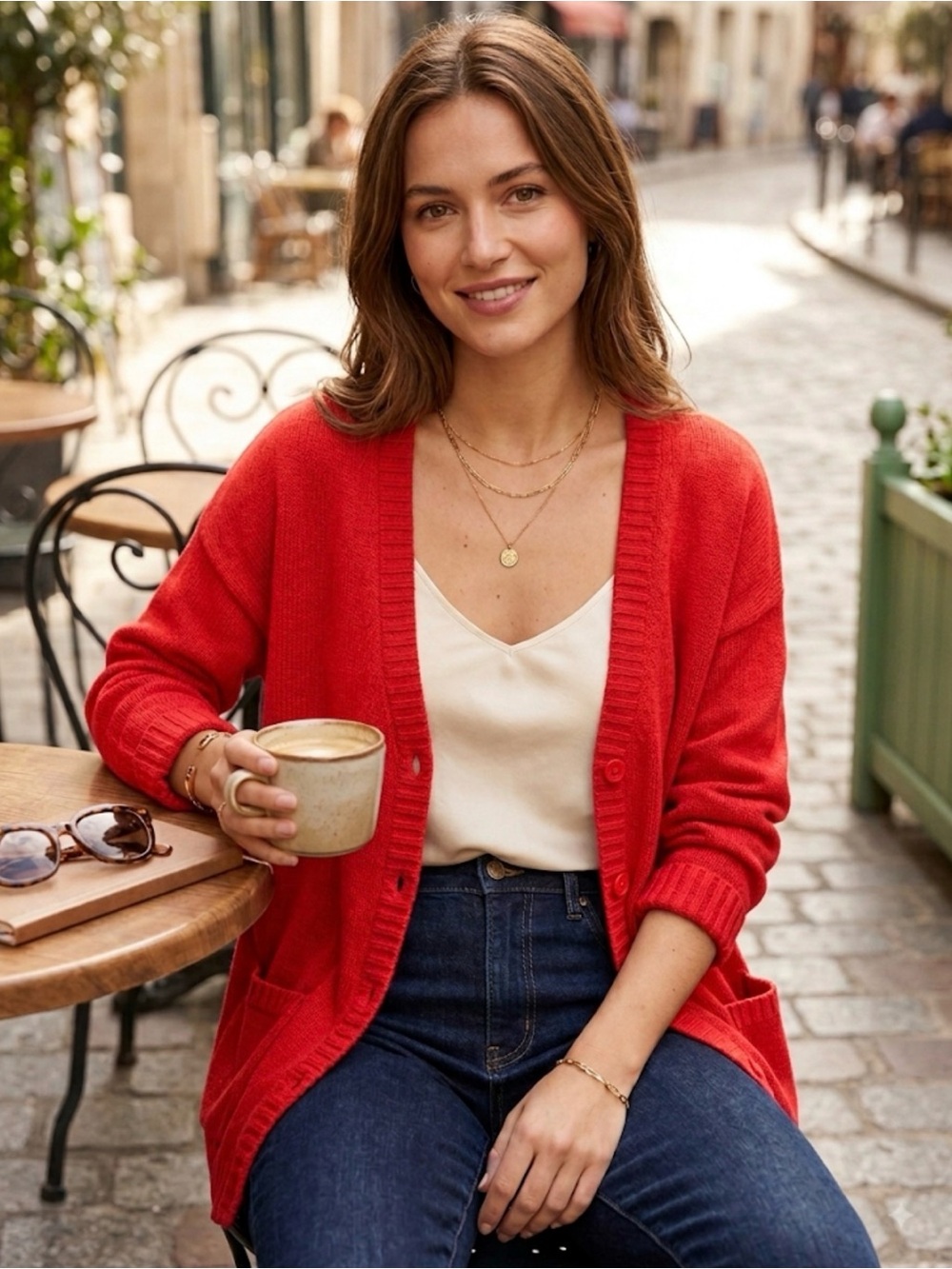 Vintage Eddie Bauer Cozy Knit Cardigan Button Down Sz Large unisex Red